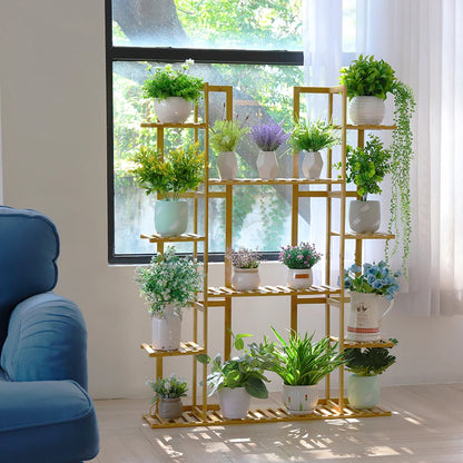 9 Tier Bamboo 17 Potted Plant Stand Rack