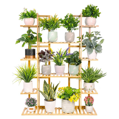 9 Tier Bamboo 17 Potted Plant Stand Rack